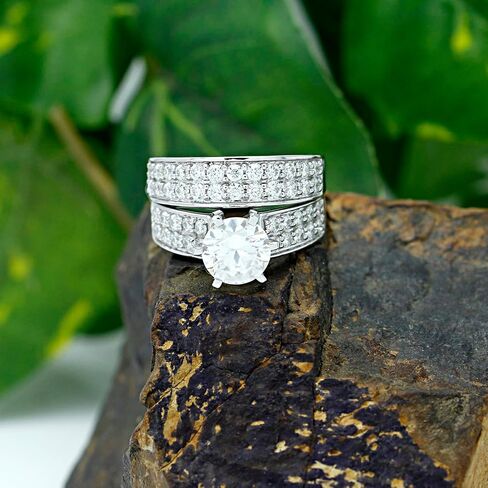 SAVEARTH DIAMONDS Center 7MM Round Cut Lab Created Moissanite Diamond Solitaire Bridal Set Engagement Ring In 10K Or 14K Solid Gold Jewelry For Women (G-H Color, 1.75 Cttw) in Saudi Arabia