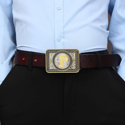Western Belt Buckle Initial Letters ABCDEFG to Z Cowboy Rodeo Belt Buckles for Men Women Cowboy Cowgirl in Saudi Arabia