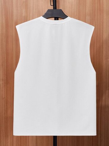 WDIRARA Men's Letter Patched Round Neck Sleeveless Tank Top Summer Casual T Shirt in Saudi Arabia