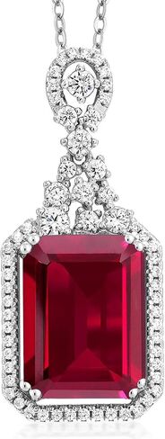 Gem Stone King Bundle of 925 Sterling Silver Red Created Ruby Pendant and Earrings Set For Women (14X10MM with 18 Inch Silver Chain) in Saudi Arabia