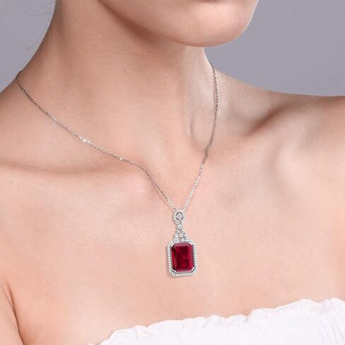 Gem Stone King Bundle of 925 Sterling Silver Red Created Ruby Pendant and Earrings Set For Women (14X10MM with 18 Inch Silver Chain) in Saudi Arabia