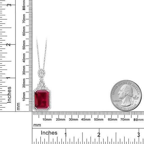 Gem Stone King Bundle of 925 Sterling Silver Red Created Ruby Pendant and Earrings Set For Women (14X10MM with 18 Inch Silver Chain) in Saudi Arabia