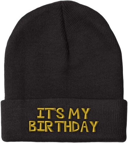 Speedy Pros Beanies for Men It's My Birthday Gold Embroidery Birthday Winter Hats for Women Acrylic Skull Cap 1 Size in Saudi Arabia
