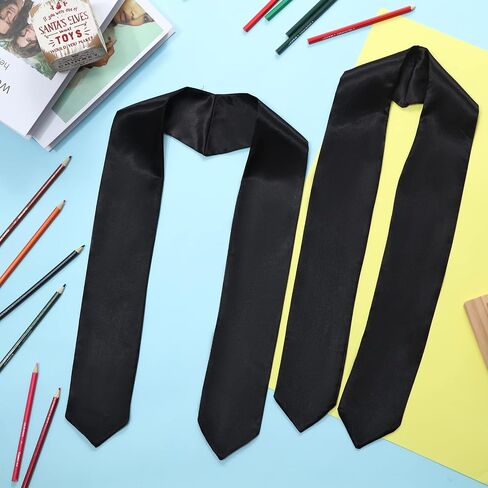 Hanaive 6 Pcs 45 Inch Unisex Preschool Graduation Stole Kindergarten Plain Black Graduation Sash for Kids Graduation in Saudi Arabia