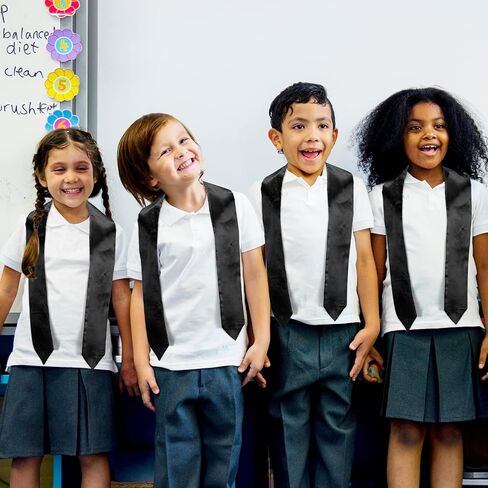 Hanaive 6 Pcs 45 Inch Unisex Preschool Graduation Stole Kindergarten Plain Black Graduation Sash for Kids Graduation in Saudi Arabia
