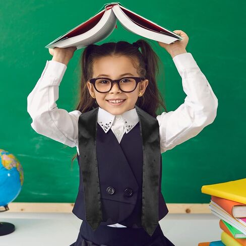 Hanaive 6 Pcs 45 Inch Unisex Preschool Graduation Stole Kindergarten Plain Black Graduation Sash for Kids Graduation in Saudi Arabia