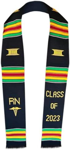 Ovaltag Nursing Graduation stole / Kente Sash, Class of 2023 RN with Medical logo, Blue, Blue in Kuwait