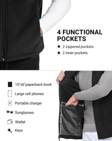 Outdoor Ventures Men's Full-Zip Polar Fleece Vest Outerwear Lightweight Warm Casual Sleeveless Jacket for Fall & Winter in Kuwait