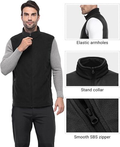 Outdoor Ventures Men's Full-Zip Polar Fleece Vest Outerwear Lightweight Warm Casual Sleeveless Jacket for Fall & Winter in Kuwait