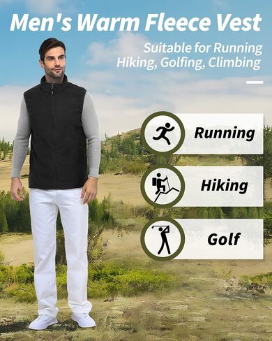Outdoor Ventures Men's Full-Zip Polar Fleece Vest Outerwear Lightweight Warm Casual Sleeveless Jacket for Fall & Winter in Kuwait