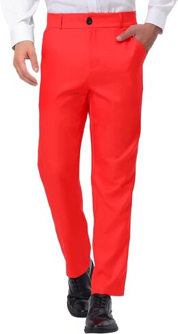Lars Amadeus Men's Formal Flat Front Straight Fit Solid Color Wedding Prom Dress Pants in Saudi Arabia