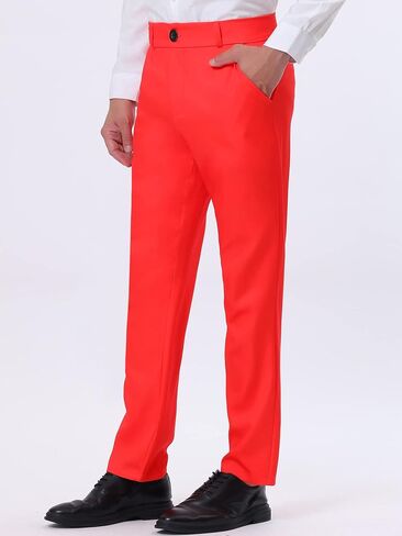 Lars Amadeus Men's Formal Flat Front Straight Fit Solid Color Wedding Prom Dress Pants in Saudi Arabia