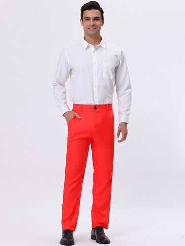 Lars Amadeus Men's Formal Flat Front Straight Fit Solid Color Wedding Prom Dress Pants in Saudi Arabia