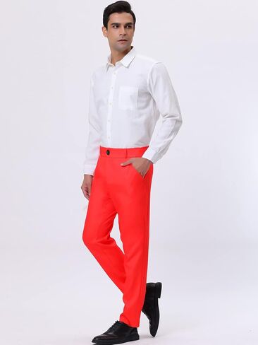 Lars Amadeus Men's Formal Flat Front Straight Fit Solid Color Wedding Prom Dress Pants in Saudi Arabia