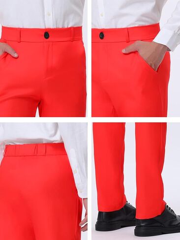 Lars Amadeus Men's Formal Flat Front Straight Fit Solid Color Wedding Prom Dress Pants in Saudi Arabia