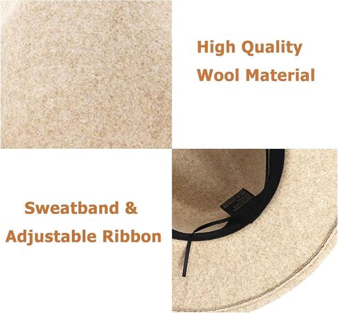 قبعة فيدورا من الصوف الكلاسيكي للنساء من Lisianthus مع إبزيم حزام وحافة واسعة من بنما in Kuwait