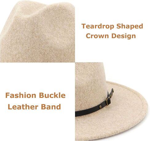 قبعة فيدورا من الصوف الكلاسيكي للنساء من Lisianthus مع إبزيم حزام وحافة واسعة من بنما in Kuwait