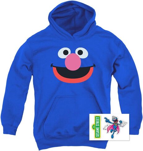 Sesame Street Grover Youth Kids Boys & Girls Hoodie & Stickers, Blue in Saudi Arabia