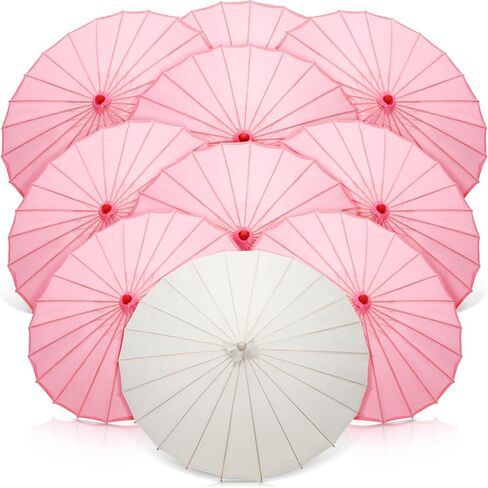 Clysee 10 Pieces 33 Inches Bride Bridesmaid Paper Umbrellas Paper Wedding Decorative Chinese Japanese Silk Parasol Umbrella DIY Oiled Paper Painting Umbrellas Crafts for Wedding Bridal Party Decor in Saudi Arabia