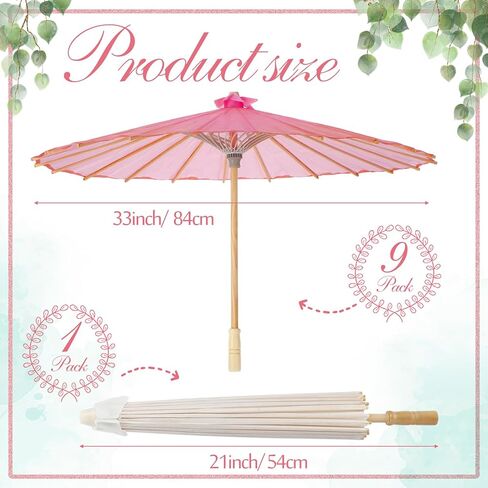 Clysee 10 Pieces 33 Inches Bride Bridesmaid Paper Umbrellas Paper Wedding Decorative Chinese Japanese Silk Parasol Umbrella DIY Oiled Paper Painting Umbrellas Crafts for Wedding Bridal Party Decor in Saudi Arabia
