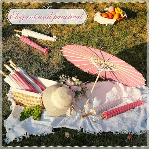 Clysee 10 Pieces 33 Inches Bride Bridesmaid Paper Umbrellas Paper Wedding Decorative Chinese Japanese Silk Parasol Umbrella DIY Oiled Paper Painting Umbrellas Crafts for Wedding Bridal Party Decor in Saudi Arabia