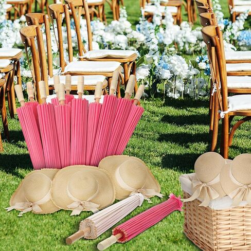 Clysee 10 Pieces 33 Inches Bride Bridesmaid Paper Umbrellas Paper Wedding Decorative Chinese Japanese Silk Parasol Umbrella DIY Oiled Paper Painting Umbrellas Crafts for Wedding Bridal Party Decor in Saudi Arabia