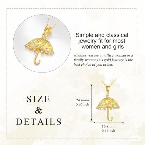 14k Gold Umbrella Pendant Necklace Jewelry Christmas Gifts for Women Girlfriend Daughter Her in Saudi Arabia