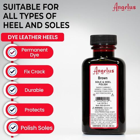 Angelus Leather Sole and Heel Edge Dressing Brown | Made in USA - Comes with Applicator in Saudi Arabia