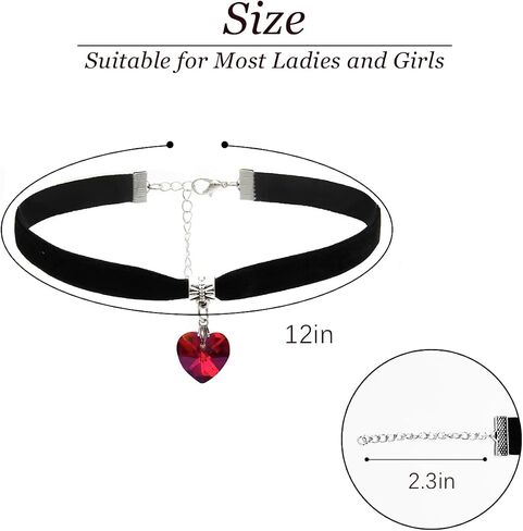 Black Choker Necklaces for Woman Love Heart Choker Necklace Adjustable Velvet Choker Soft Collar Chain Red Heart Necklace for Girls Fashionable Dress Up in Saudi Arabia