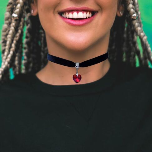 Black Choker Necklaces for Woman Love Heart Choker Necklace Adjustable Velvet Choker Soft Collar Chain Red Heart Necklace for Girls Fashionable Dress Up in Saudi Arabia