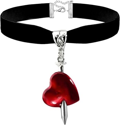 Black Choker Necklaces for Woman Love Heart Choker Necklace Adjustable Velvet Choker Soft Collar Chain Red Heart Necklace for Girls Fashionable Dress Up in Saudi Arabia