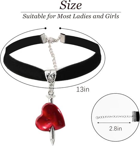 Black Choker Necklaces for Woman Love Heart Choker Necklace Adjustable Velvet Choker Soft Collar Chain Red Heart Necklace for Girls Fashionable Dress Up in Saudi Arabia
