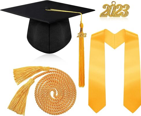Unisex Adult Matte Graduation Cap with Tassel Stole Honor Cord and 2023 Charms for Adults High School and Bachelor Master in Saudi Arabia
