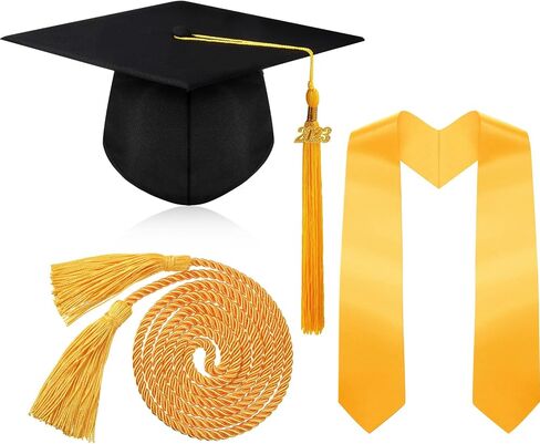 Unisex Adult Matte Graduation Cap with Tassel Stole Honor Cord and 2023 Charms for Adults High School and Bachelor Master in Saudi Arabia