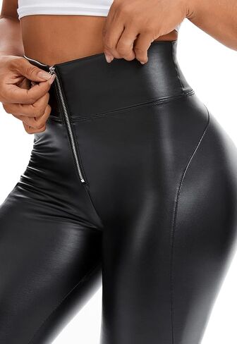FITTOO Women's Faux Leather Pants High Waisted Pu Leggings Stretchy Black Tights in Saudi Arabia