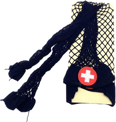 Dzrige Women's Nurse Cosplay Costume - Fishnet Thigh High Tights Fish Net Elastic Stockings (Black) in Saudi Arabia