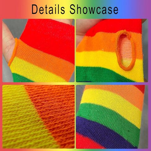 Heamuy قوس قزح زينة شريطية جوارب طويلة حتى الركبة + قوس قزح مخطط الذراع دفئا فخر موكب زي مجموعة للنساء اكسسوارات الحفلات in Kuwait