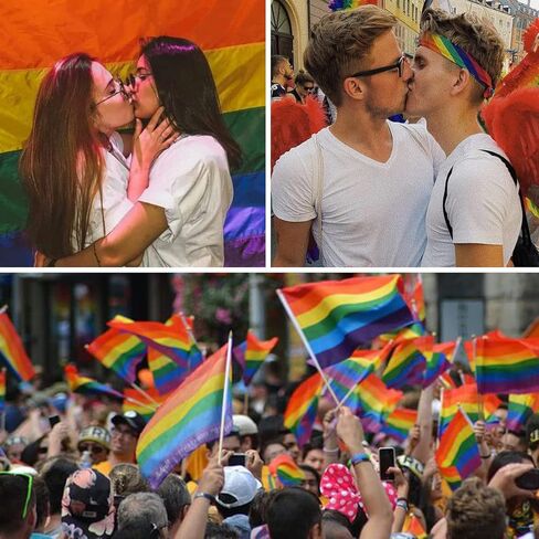 Heamuy قوس قزح زينة شريطية جوارب طويلة حتى الركبة + قوس قزح مخطط الذراع دفئا فخر موكب زي مجموعة للنساء اكسسوارات الحفلات in Kuwait