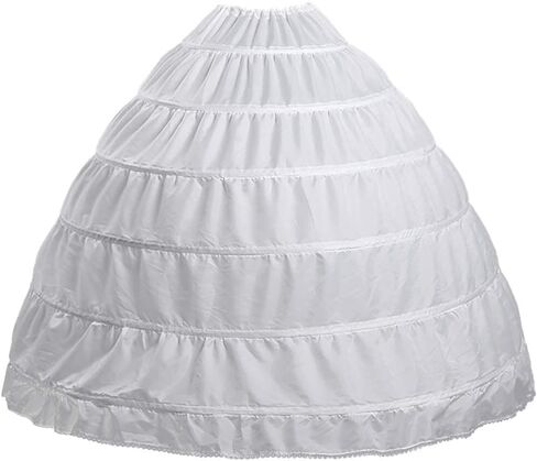 ZAYAKUZU Full 6 Hoop Skirt Floor Length Crinoline Underskirt Wedding Dress Petticoat for Women White in Kuwait