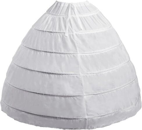 ZAYAKUZU Full 6 Hoop Skirt Floor Length Crinoline Underskirt Wedding Dress Petticoat for Women White in Kuwait