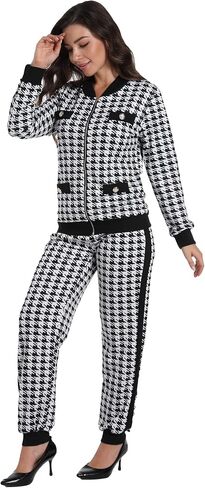 المرأة مثير 2 قطعة Houndstooth طباعة السترة السراويل دعوى مجموعة ملهى ليلي رياضية الزي مجموعة in Kuwait