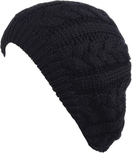 BYOS Womens Winter Cozy Cable Fleece Lined Knit Beret Beanie Hat (Set Available) in Saudi Arabia
