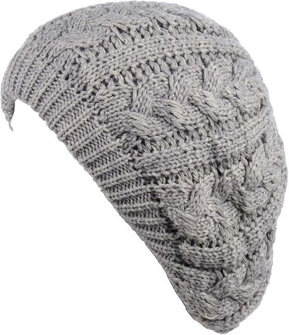 BYOS Womens Winter Cozy Cable Fleece Lined Knit Beret Beanie Hat (Set Available) in Saudi Arabia