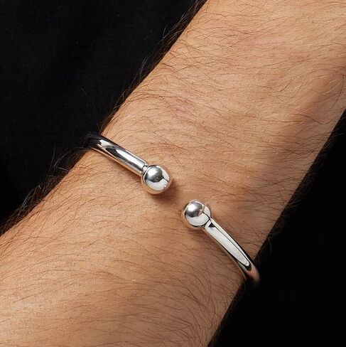 VN Jewelry Men's Silver Torque Bangle | Heavy Solid 925 Sterling Silver Torque Bangle Bracelet - Silver Bangle For Men 35.2 grams in Saudi Arabia