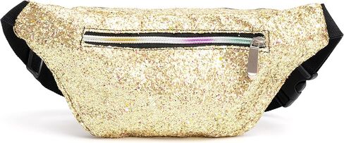Holographic Rave Gold Gravel Glitter Fanny Pack For Women Grils Festival Waist Belt Bags -Gold Gravel in Kuwait