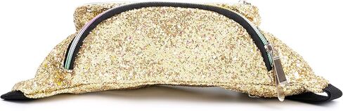 Holographic Rave Gold Gravel Glitter Fanny Pack For Women Grils Festival Waist Belt Bags -Gold Gravel in Kuwait