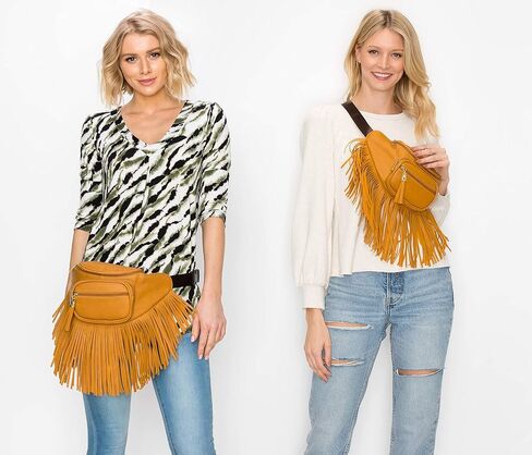 Solene Fringe Waist bag for women with Multi Zipper Pockets in Kuwait