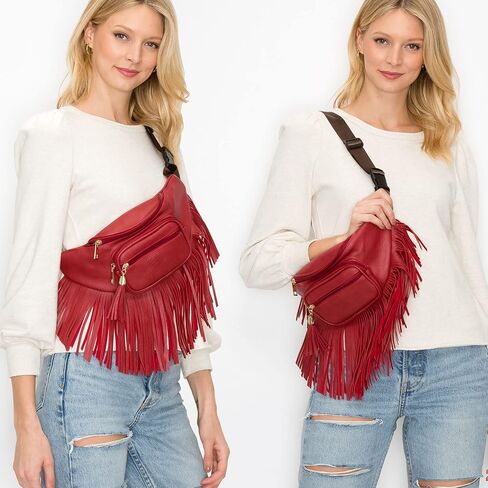 Solene Fringe Waist bag for women with Multi Zipper Pockets in Kuwait