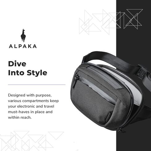 ALPAKA Bravo Waist Pack - iPad Mini, Nintendo Switch, and Other Electronics Organizer - Versatile Carrying Case - Weatherproof Axoflux Black 600D Fabric in Saudi Arabia