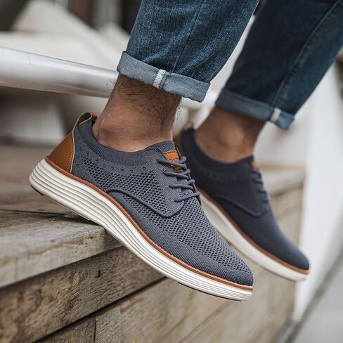 حذاء رياضي رجالي من GUBARUN ذو شبكة أوكسفورد خفيف الوزن برباط كاجوال للعمل in Kuwait